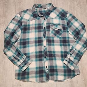 Vans Teal Plaid "Off The Wall" Flannel Shirt L